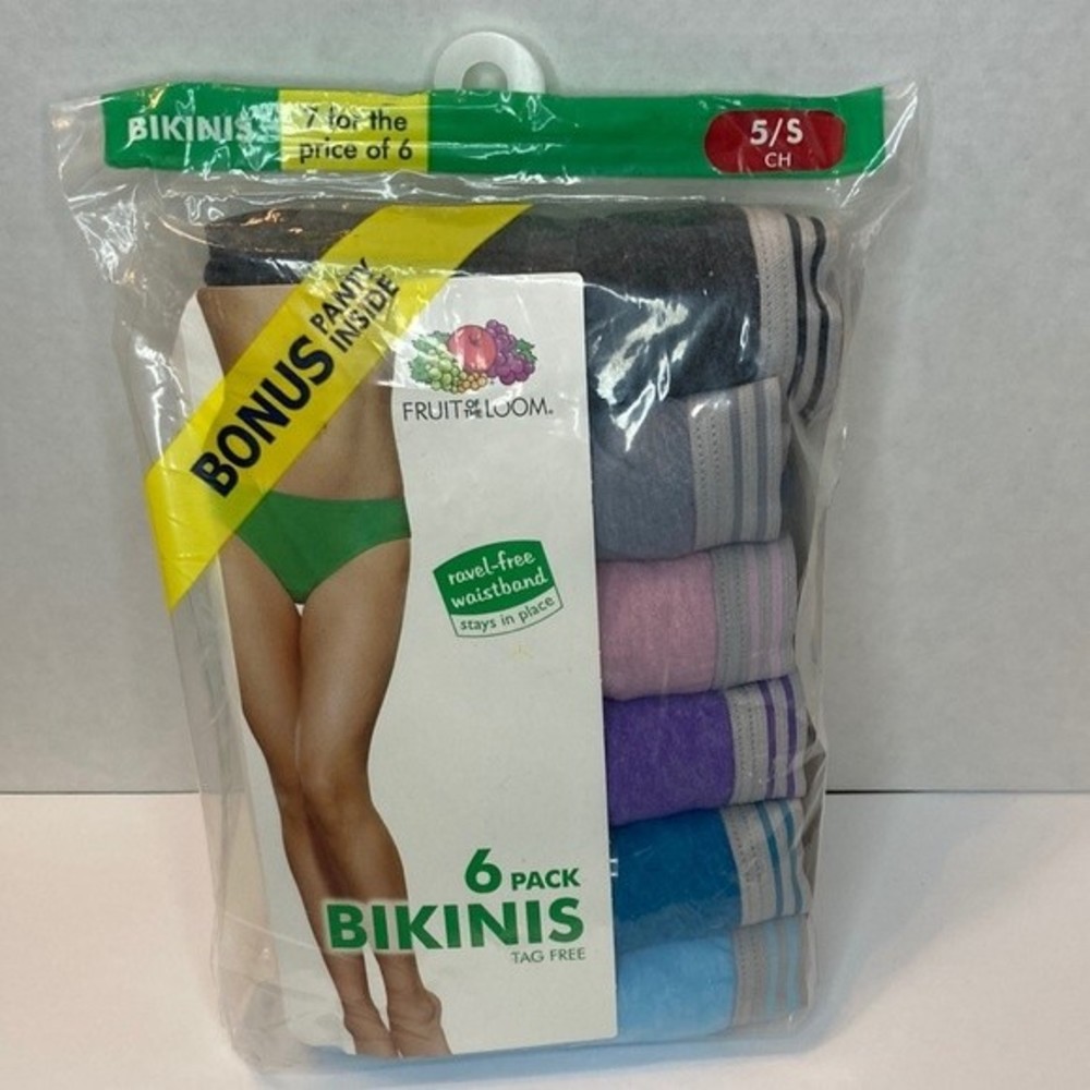 Fruit of the Loom Bikinis Panties Underwear Size 5 Small NWT Cotton Blend